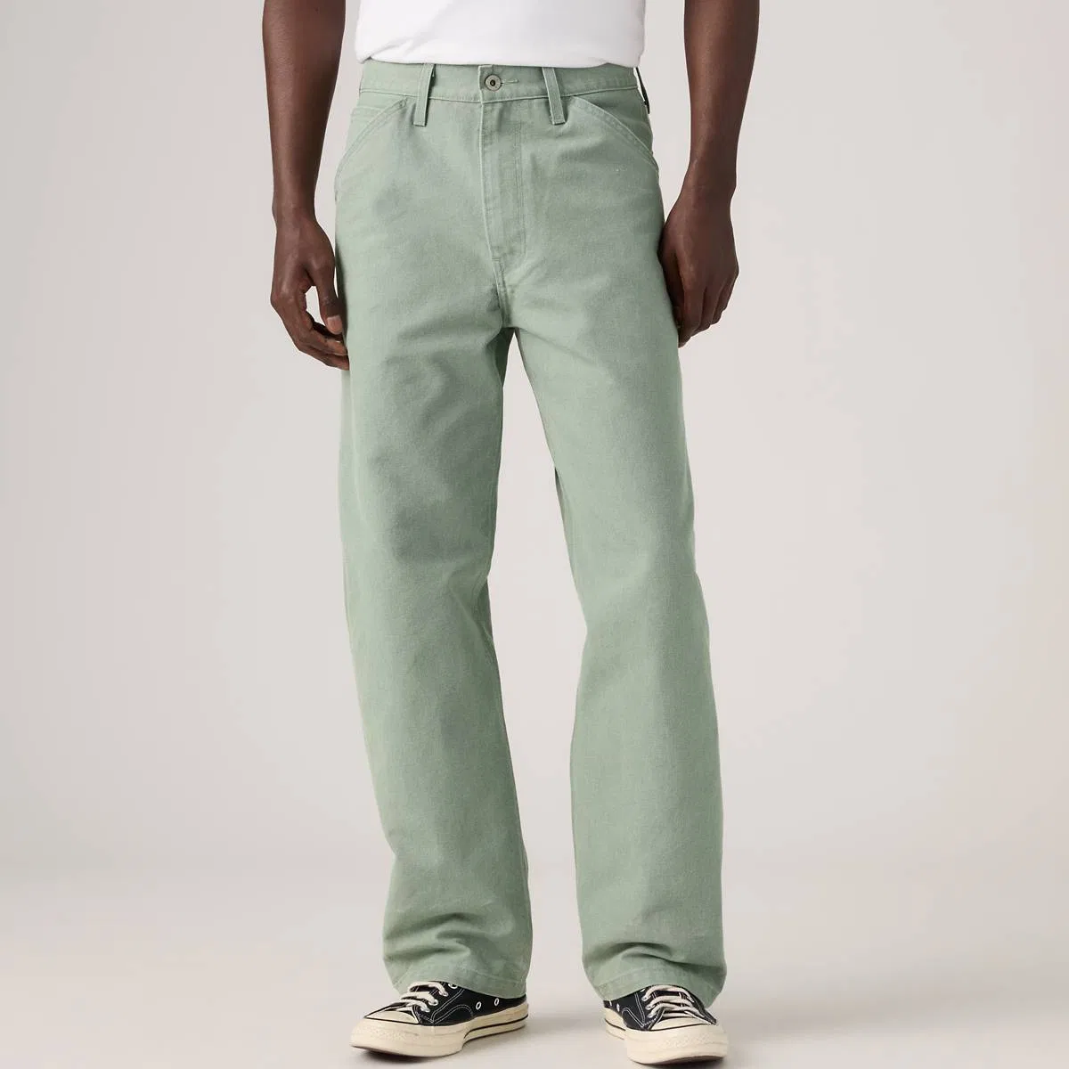 свободные прямые брезентовые мужские рабочие джинсы 568 Levi's, Duo Fade Canvas Green And Wood Ash - Green — фото 2