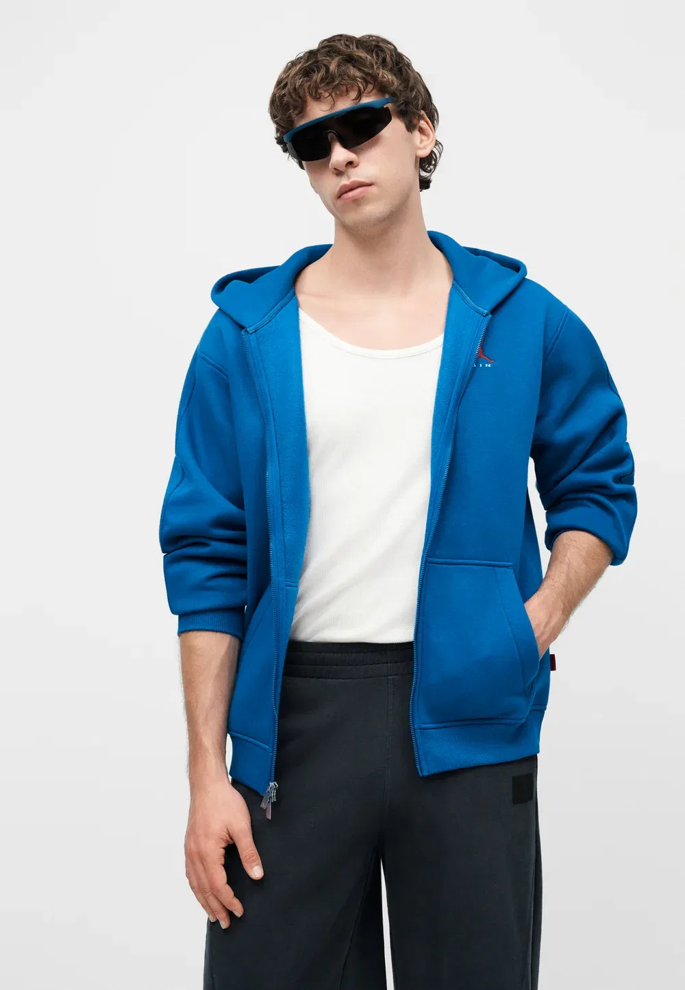M j brk st fz bb - толстовка на молнии Jordan, True Blue/University Red — фото 4
