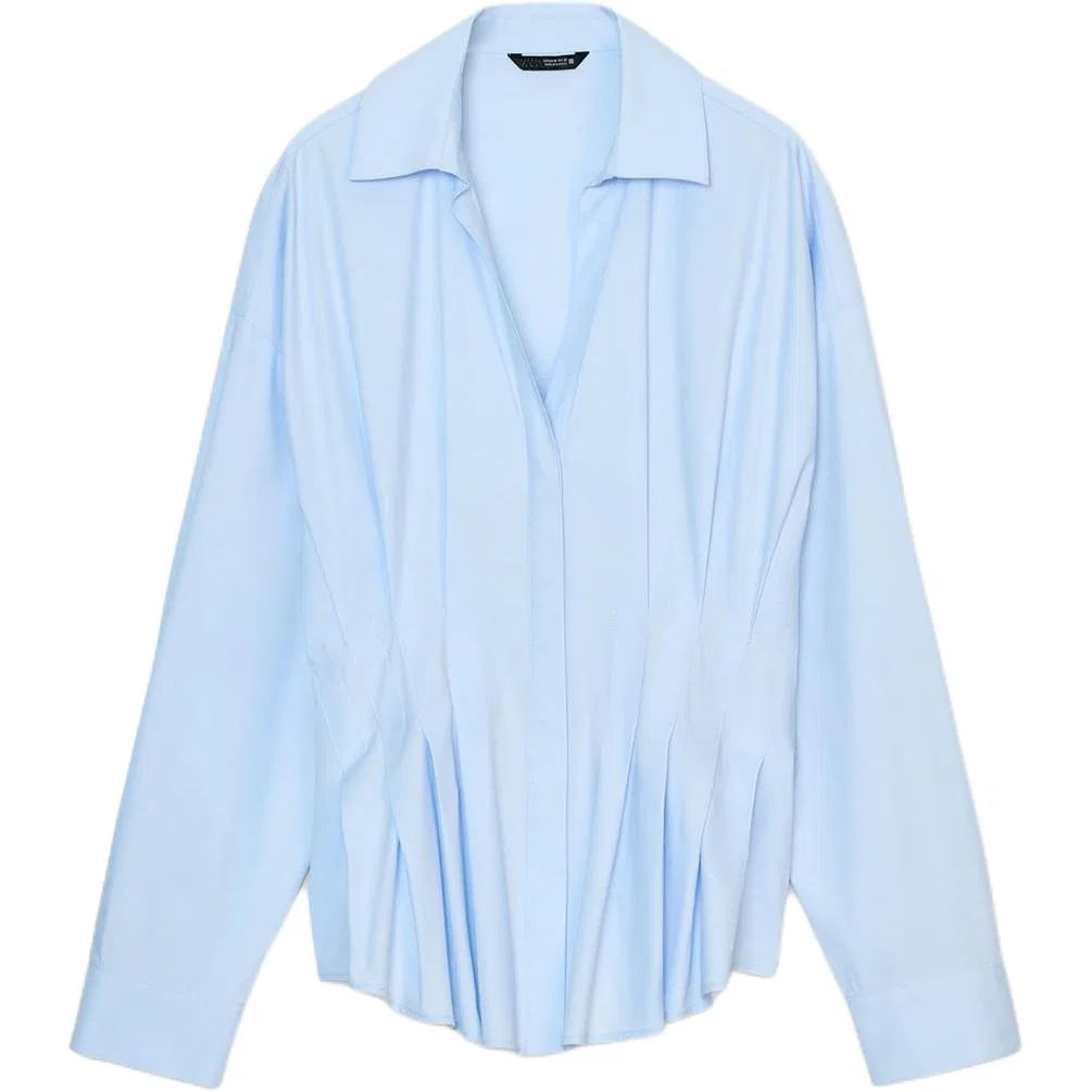 Женская рубашка с отложным воротником Light Blue ZARA