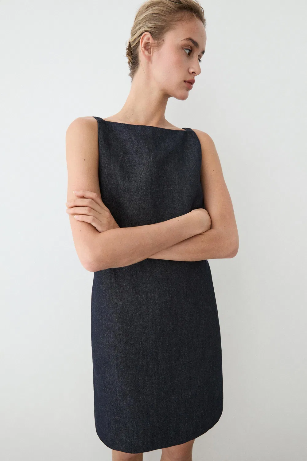 Джинсовое мини-платье Massimo Dutti, темно-синий — фото 2