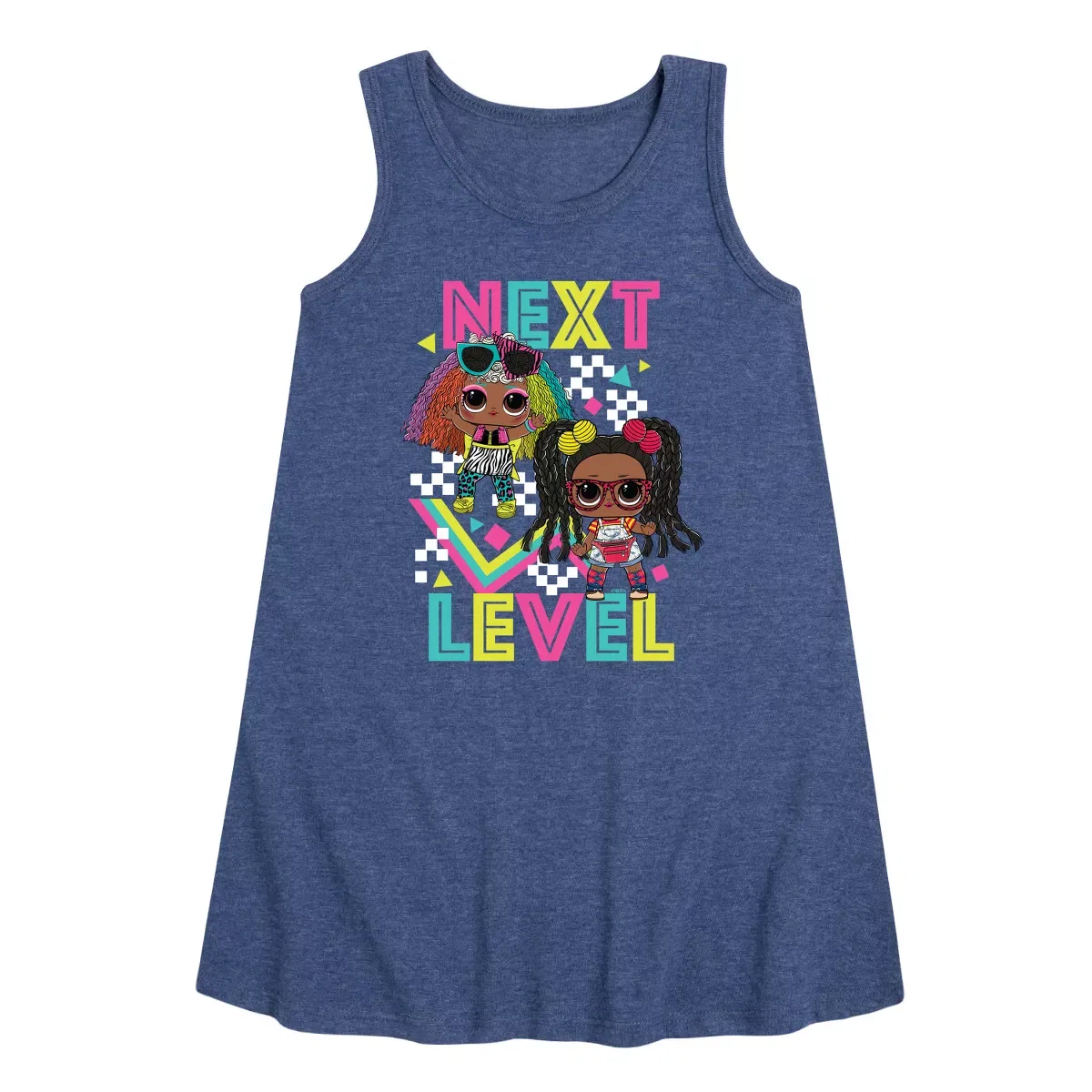 Детское платье-трапеция без рукавов с принтом LOL Surprise! Next Level Retro School Style L.O.L. Surprise!, Heather Navy