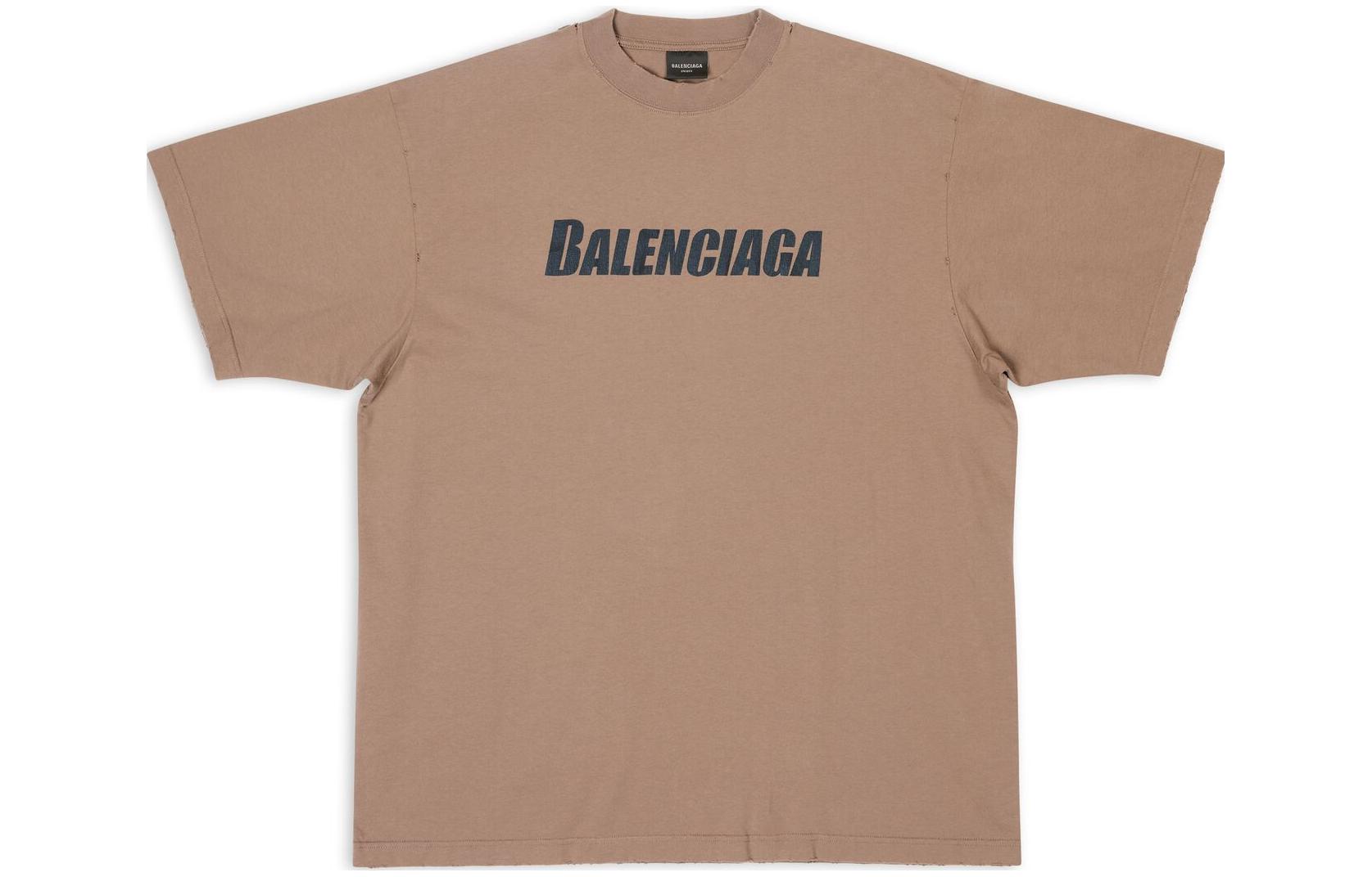 Футболка Boxy Fit Vintage Balenciaga, Светло-коричневая — фото 2