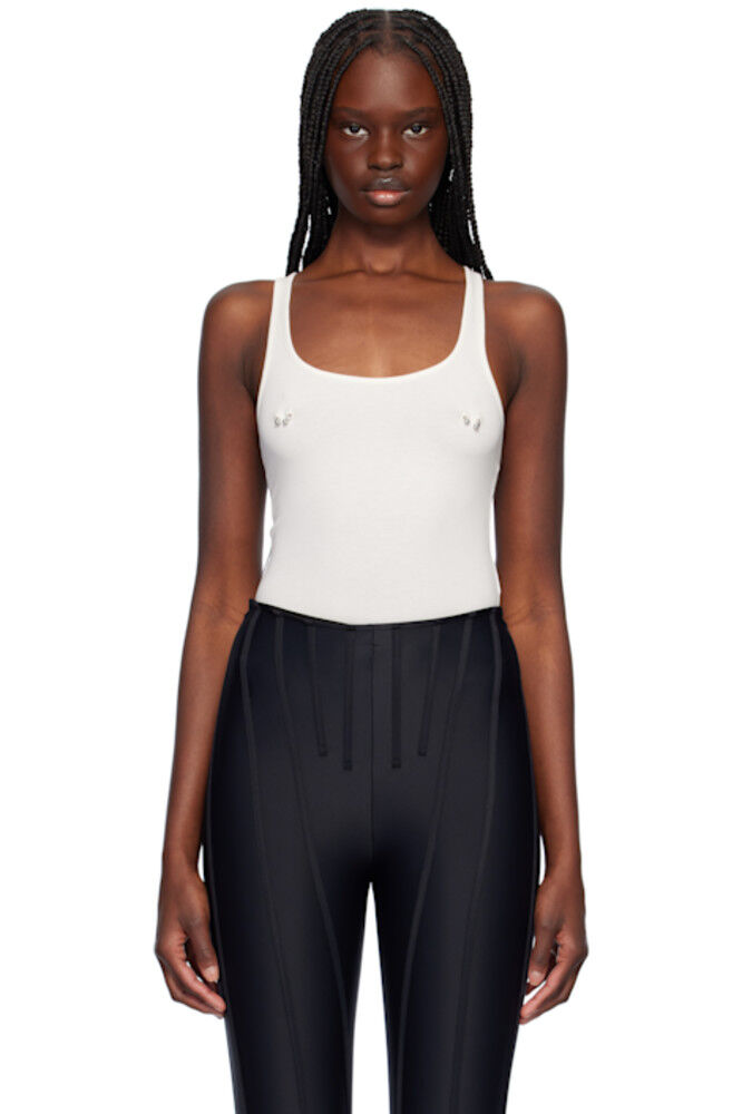 

Боди-майка Off-White с пирсингом Mugler