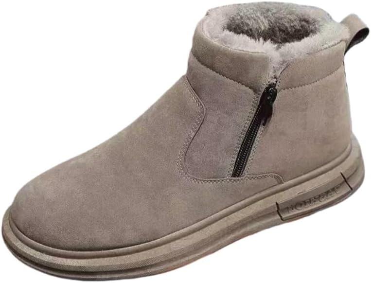 

Зимние ботинки FmShi - мужские теплые зимние ботинки с толстой подкладкой, противоскользящие и износостойкие, с боковой молнией. Подходят для использования на улице и каждый день, кофейный