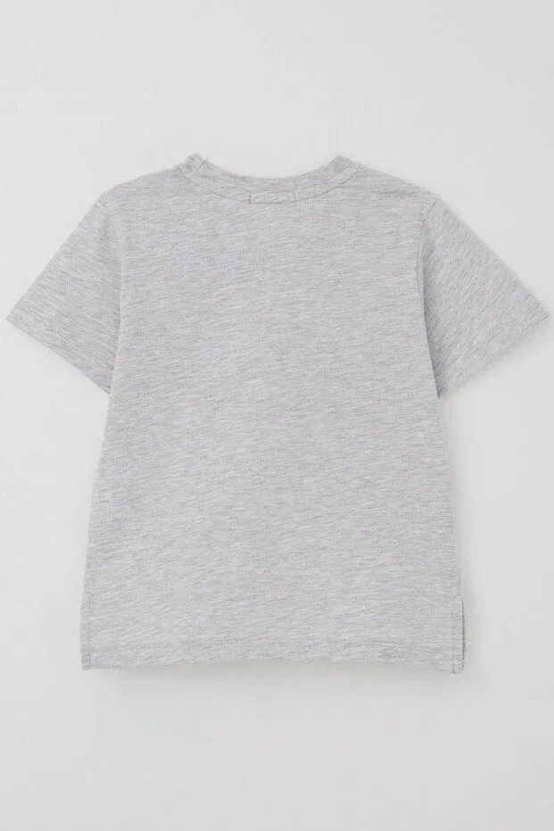 Детская футболка для мальчиков с карманом Cool Text Emblem Breeze, Light Gray Melange — фото 2