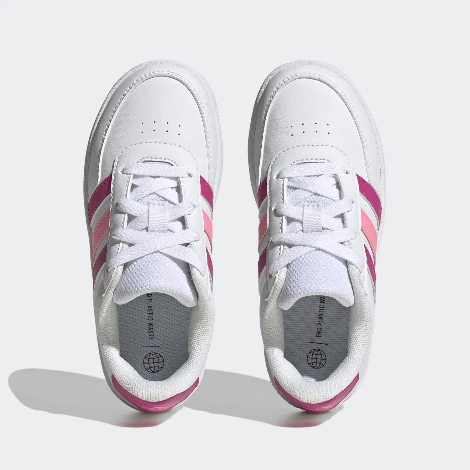 Детские кроссовки для мальчиков с принтом Breaknet Lifestyle Court Lace Adidas, Cloud White Lucid Fuchsia Beam Pink — фото 3