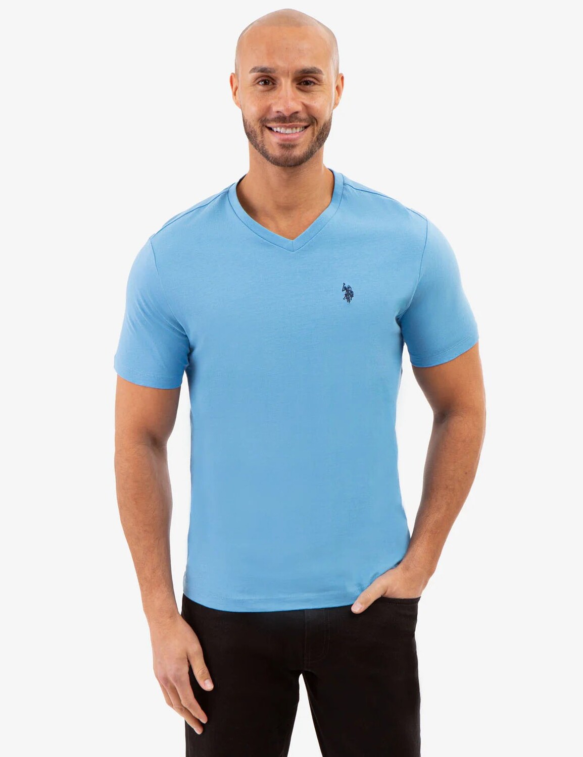 

Футболка с V-образным вырезом U.S. Polo Assn., лазурно-синий