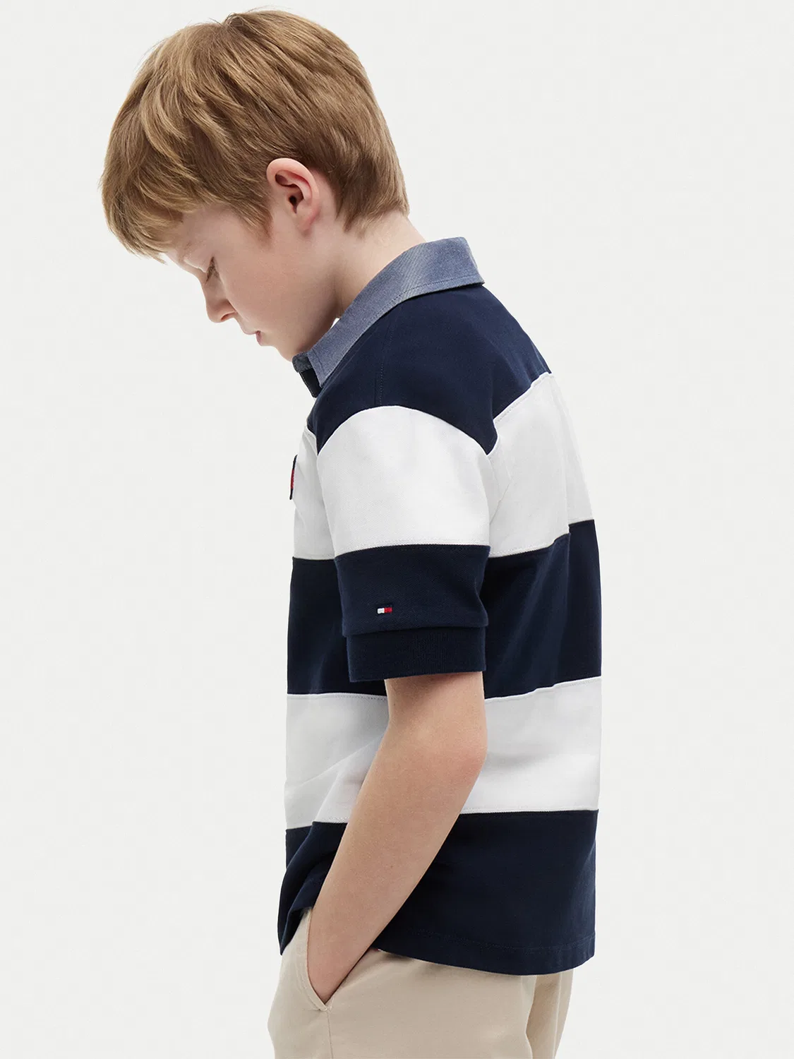 Поло стандартного кроя для мальчика Tommy Hilfiger, темно-синий — фото 4