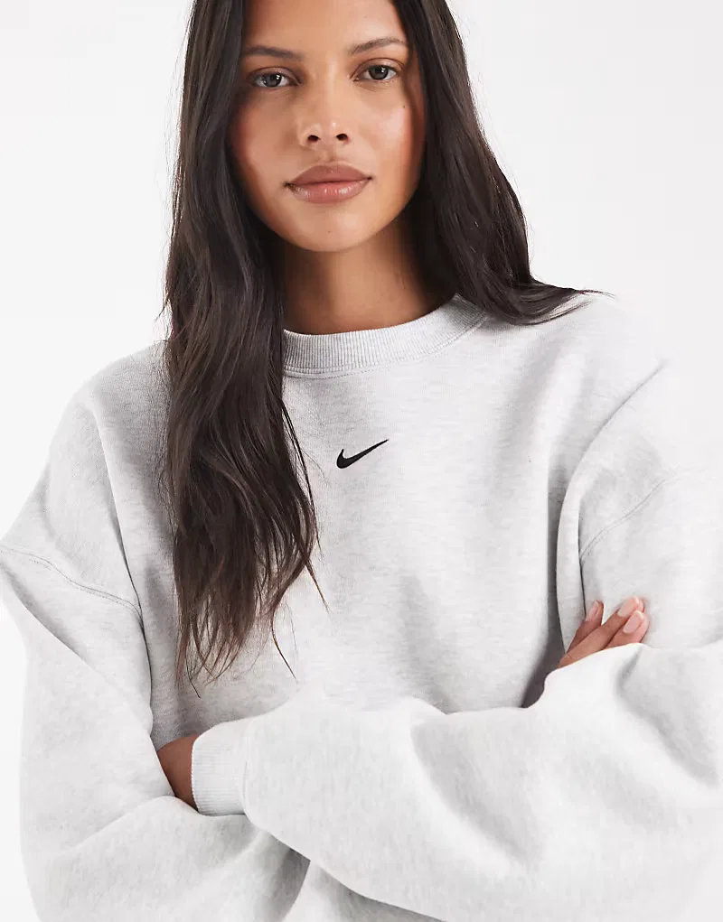 Свитшот Nike Studio Fleece с круглым вырезом, светло-серый