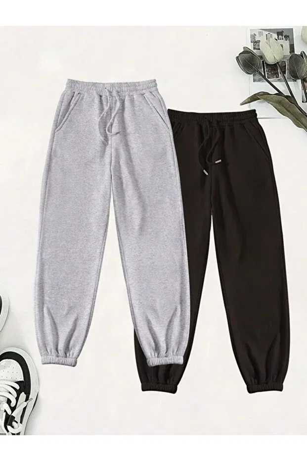 Детские спортивные штаны для девочек с утяжкой Yağtu Collection, Black Gray