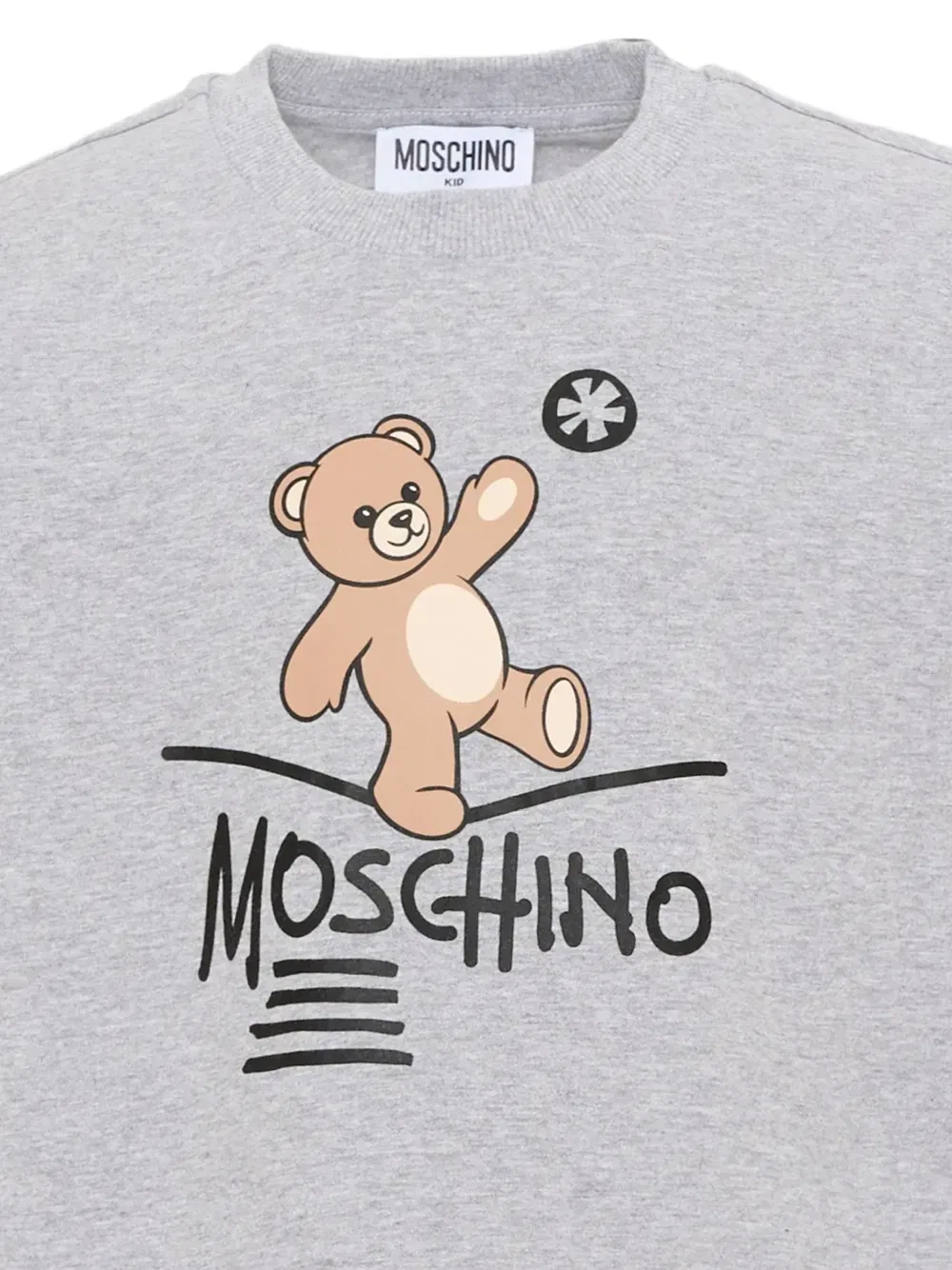 Футболка с длинным рукавом и плюшевым мишкой Moschino Kids, серый — фото 3