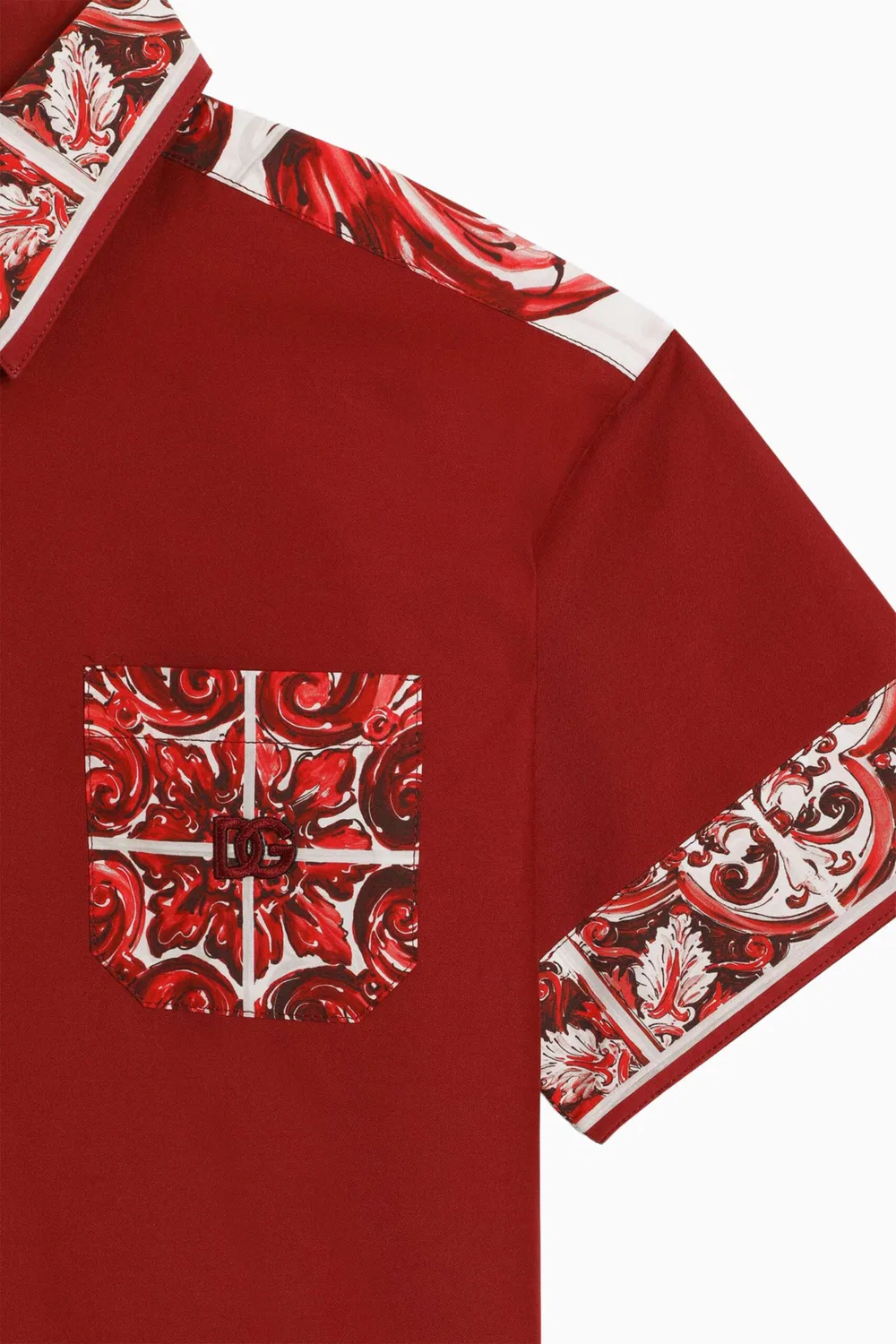 Рубашка с принтом майолика в стиле поплин Dolce & Gabbana — фото 4