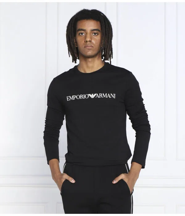 Мужской лонгслив с длинным рукавом Emporio Armani, черный — фото 3