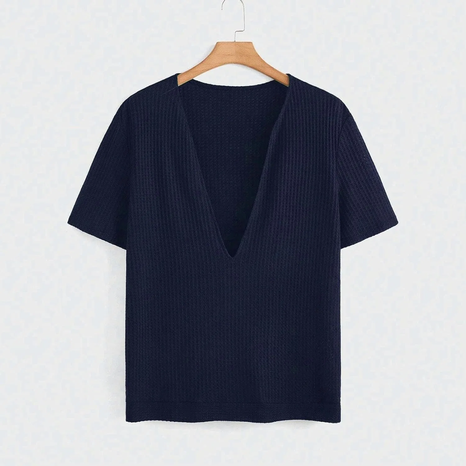 Мужская футболка с глубоким V-образным вырезом Generic, Navy — фото 4