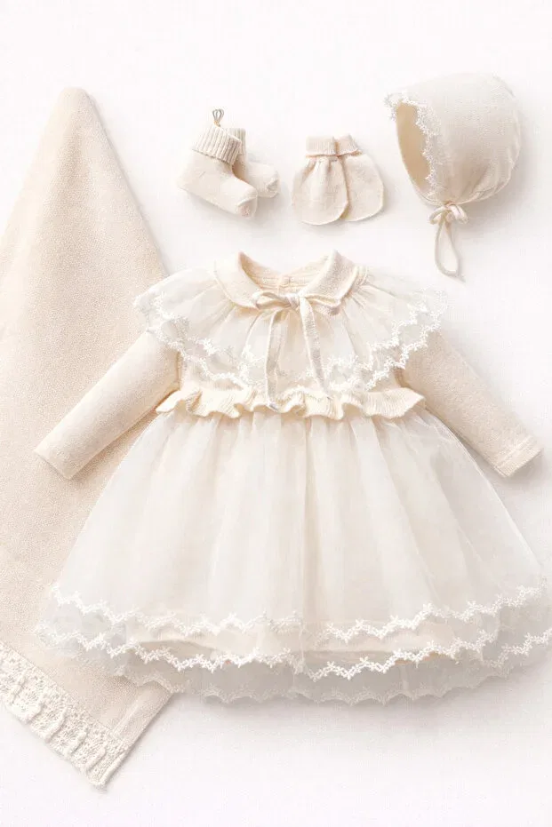 Детский комплект для новорожденных с кружевом Serena lace Naka Concept, Beige — фото 3