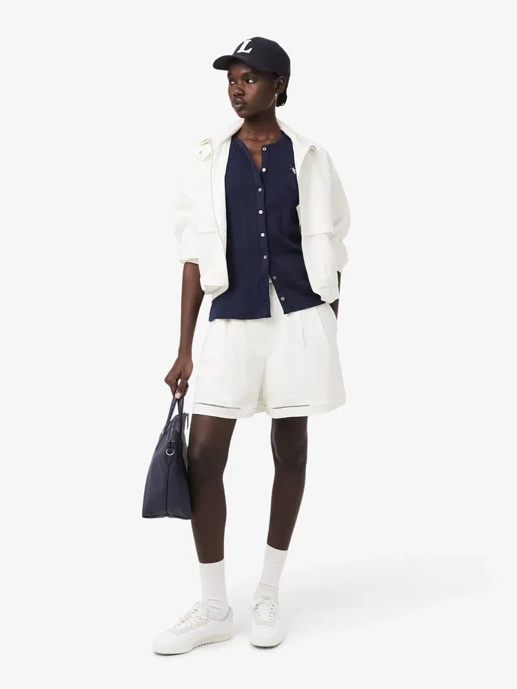 Шорты Bermuda LACOSTE White, Льняные, Классический крой — фото 4