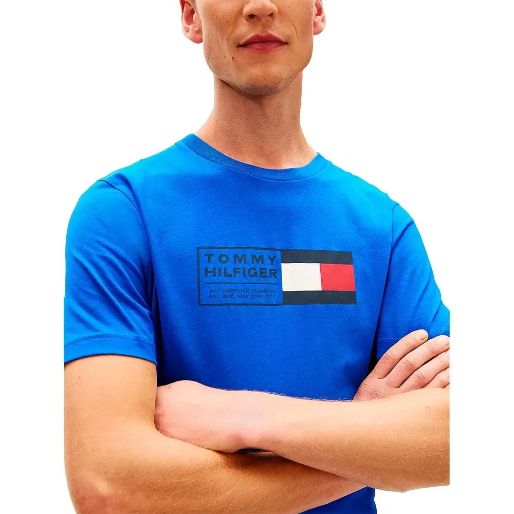 Мужская футболка с принтом Brand Love Text Box Tommy hilfiger, Blue — фото 4