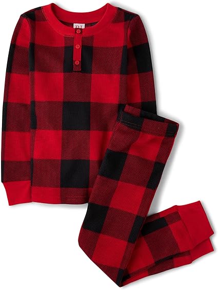 Комплект пижам The Children's Place Family Plaid Waffle, 2 комплекта, красный — фото 2