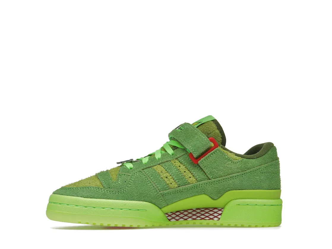 Детские кроссовки с тематикой Гринча Adidas Forum Low, Solar Green/Red — фото 3