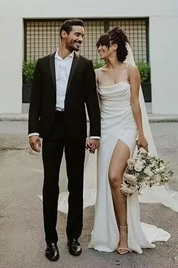 Женское свадебное платье V-образным вырезом A-line Satin, Ivory — фото 4