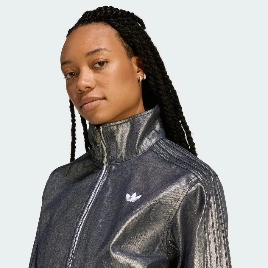 Худи из денима Firebird Denim Adidas, Серебристый — фото 4
