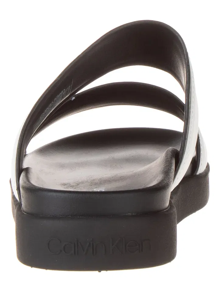 Тапочки мужские из кожи Calvin Klein черно-белые — фото 3