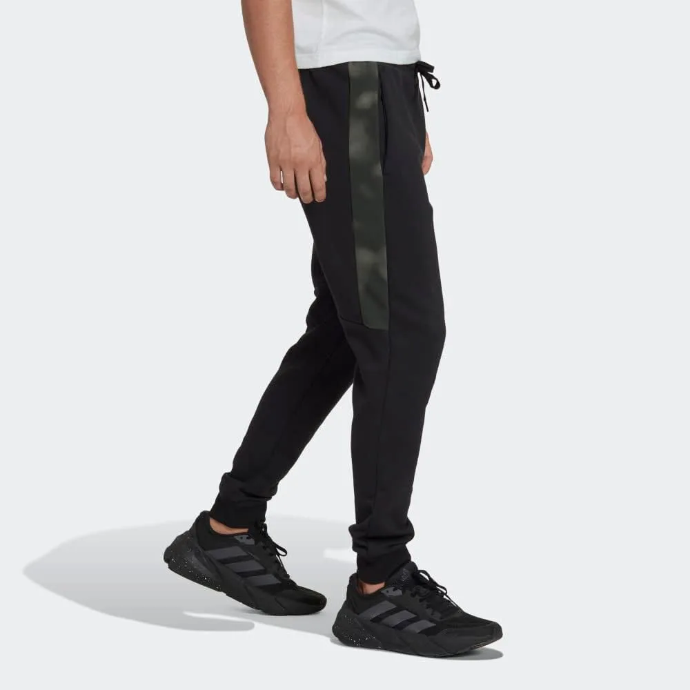 Мужские брюки Adidas Essentials из французской махровой ткани с камуфляжным принтом, черный — фото 4
