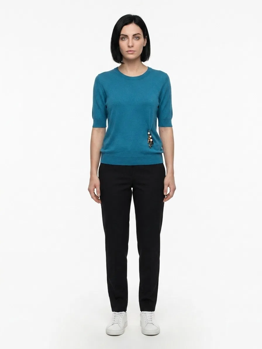 Женский пуловер с круглым выворотом Blue Silk Sweatshirt Dolce & Gabbana, Blue