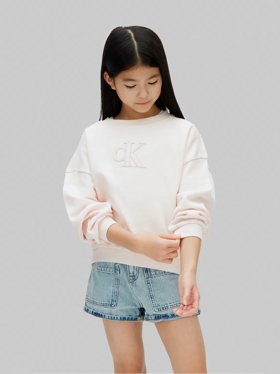 Детская толстовка для девочек с круглым вырезом Calvin Klein, Rosa