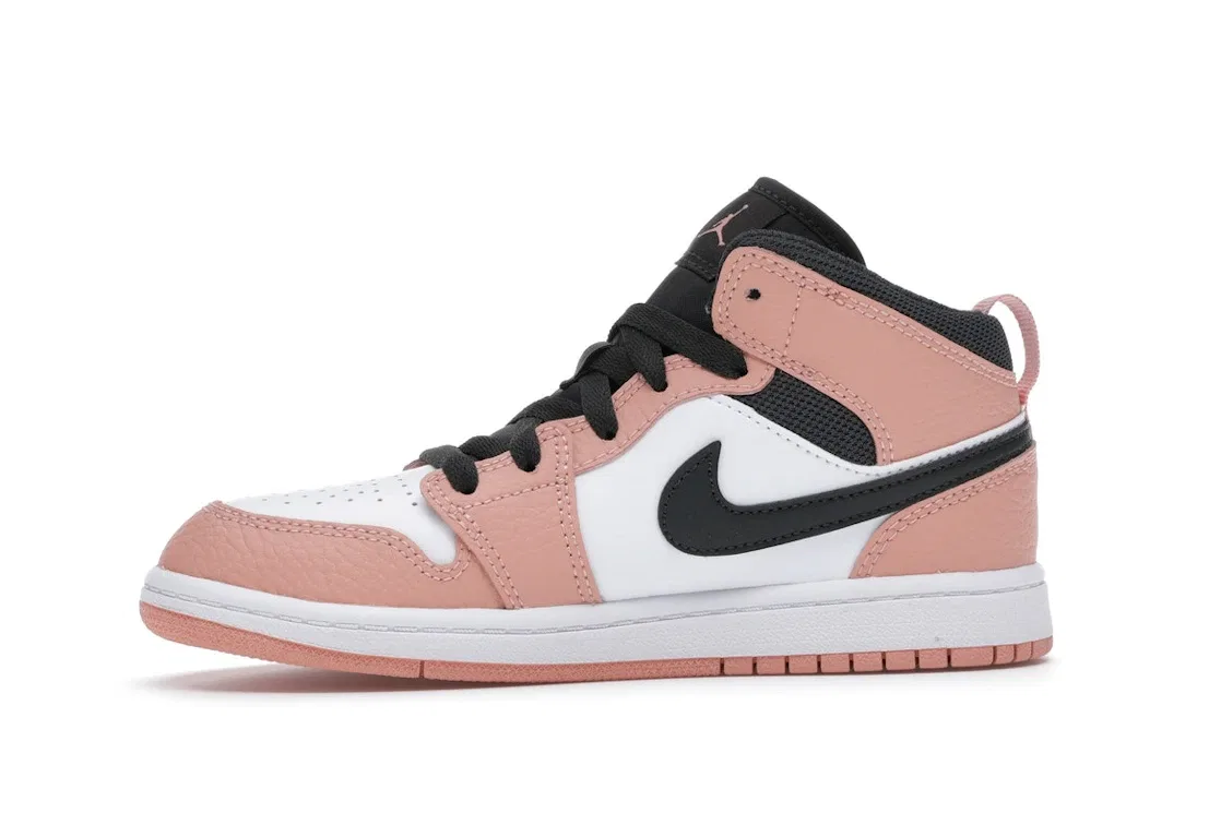 Детские кроссовки с высоким верхом Jordan 1 Mid, Pink Quartz/Dark Smoke Grey-White — фото 3