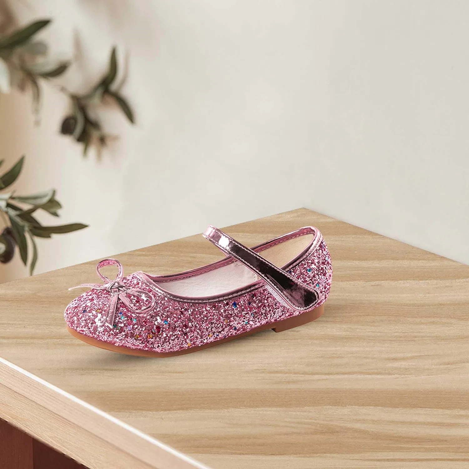 Детские туфли для девочек с пайетками Princess Shoes Elegant Mary Jane Sequin Ballet Flats Evening Shoes, Colore Rosa — фото 3