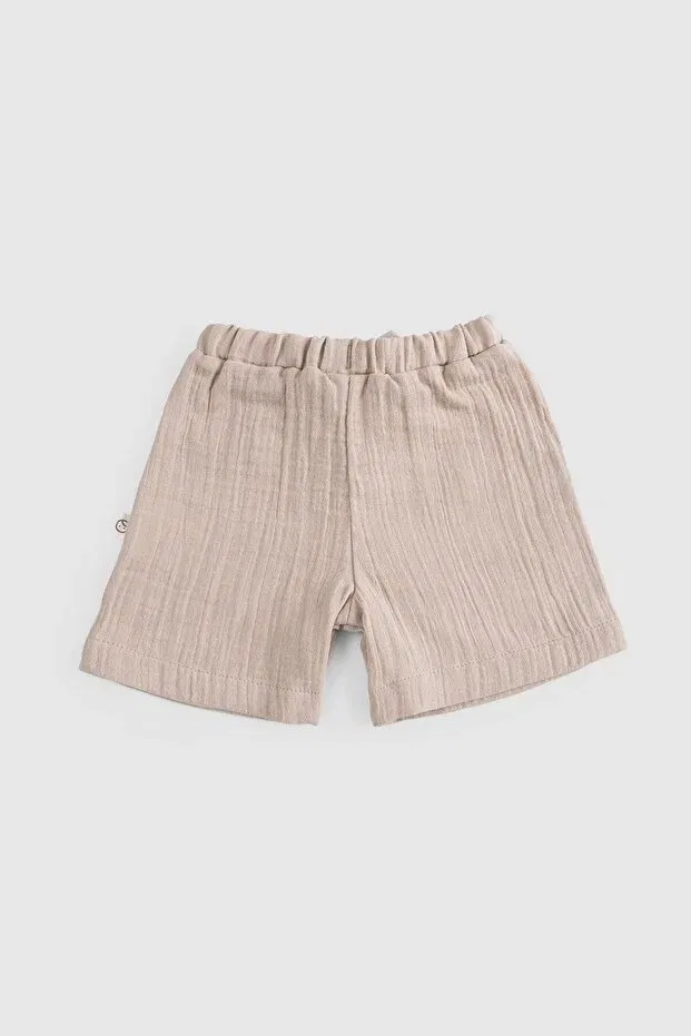 Детские шорты для девочек хлопковые Basics Little Gusto, Beige — фото 2