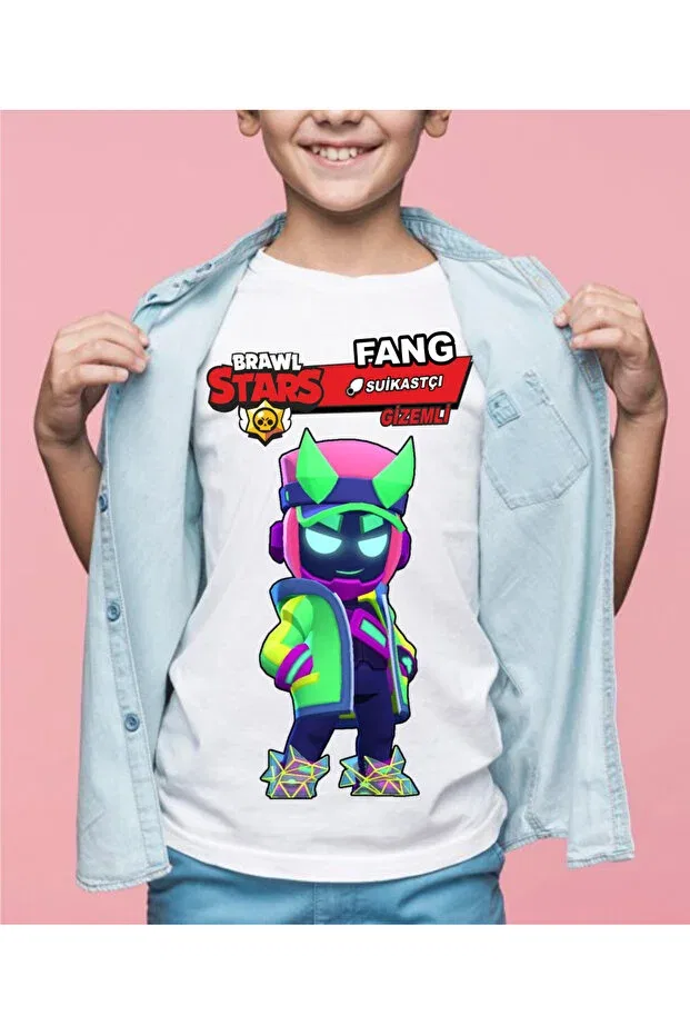 Детская футболка с принтом Brawl Stars Fangardian Fang Costume Home, Белый