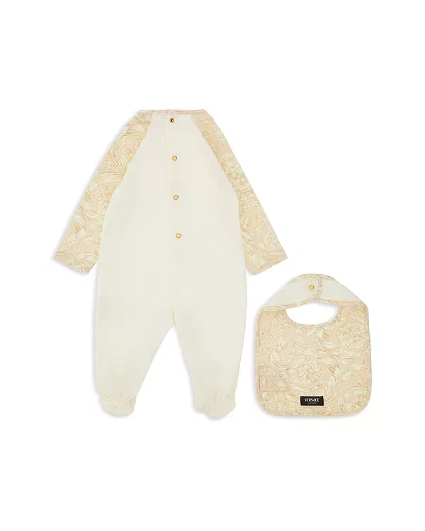 Детский комплект из боди и слюнявчика с принтом Logo Versace, White+Whisper — фото 2