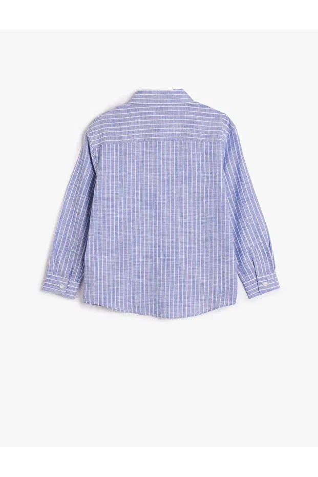 Детская рубашка для мальчиков с длинным рукавом хлопковая Koton, Blue Striped — фото 2