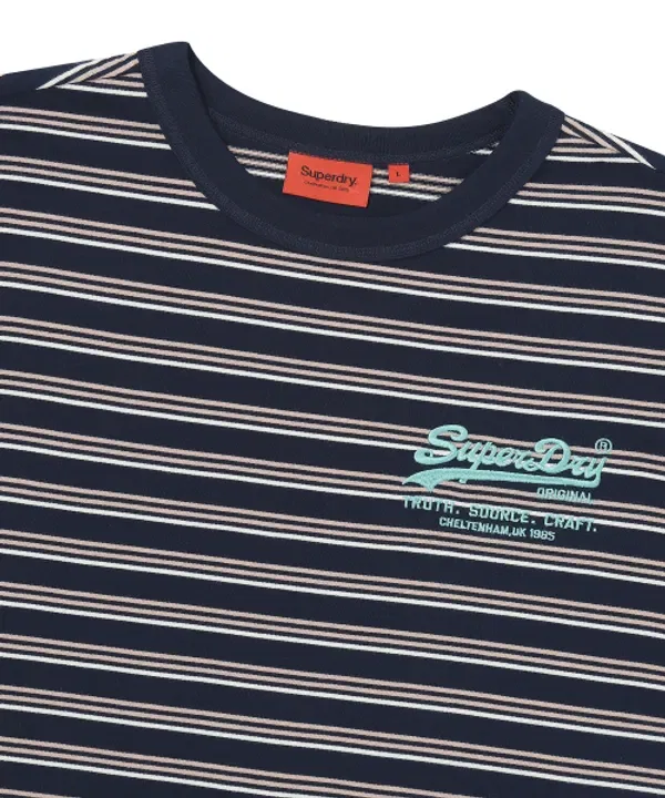 Футболка с логотипом и полосками, Superdry, синий — фото 3