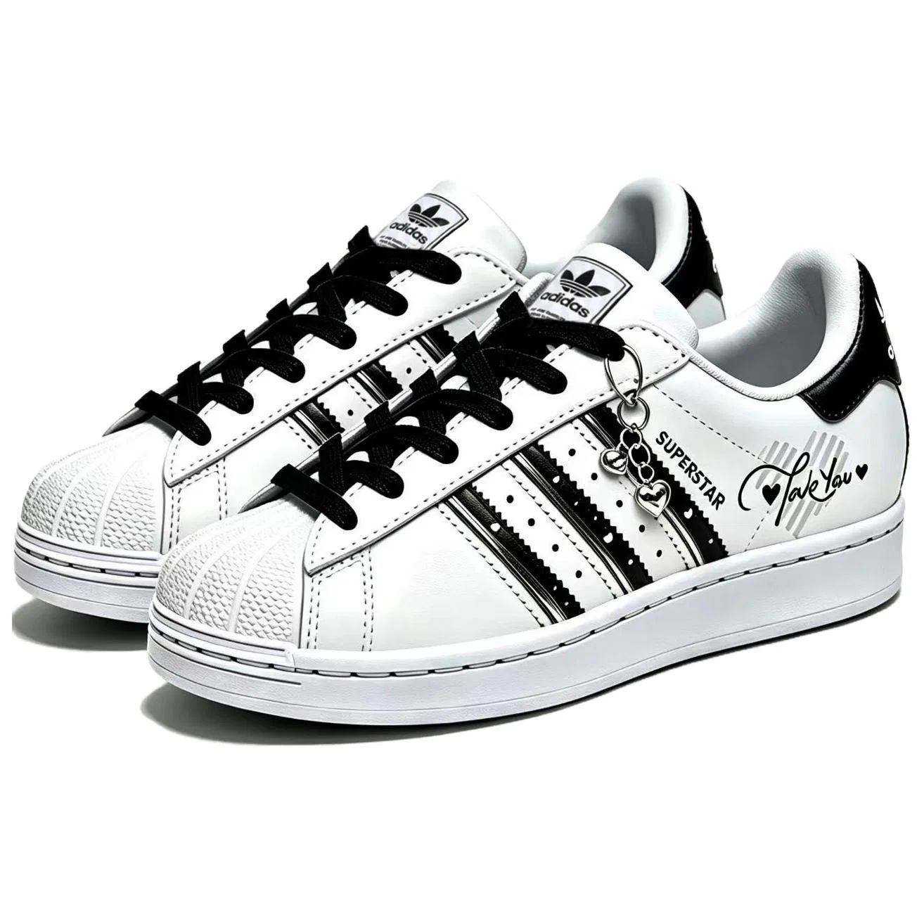 Детские кроссовки-скейтборд с принтом Superstar 2 Adidas Originals, Black White — фото 4
