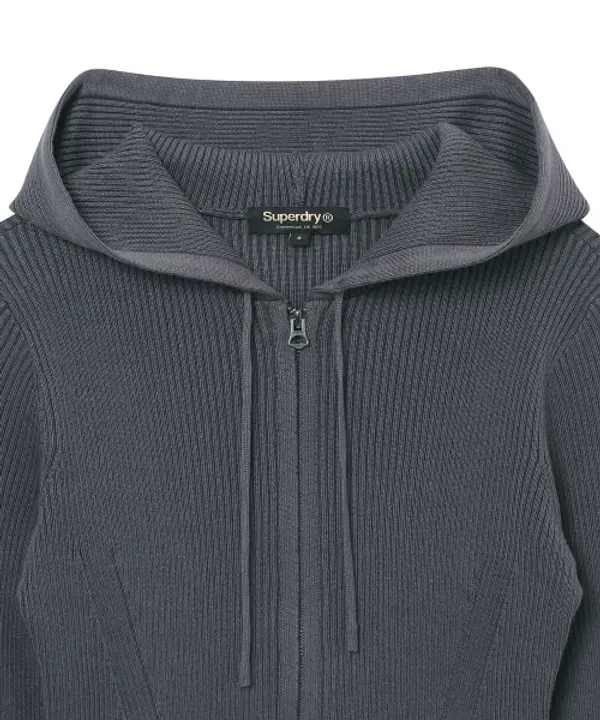 Женский винтажный вязаный джемпер на молнии, Superdry, угольный — фото 3