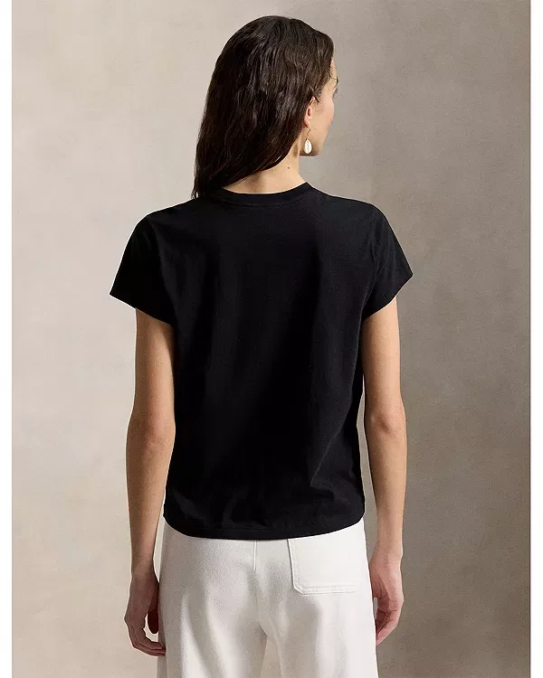 Женская футболка с круглым вырезом Classic Fit Cotton Jersey Crewneck Tee Ralph Lauren, черный — фото 3
