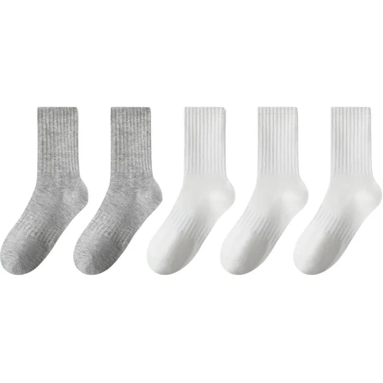 Детские носки-гольфы набор 5 пар DUSHILIREN, 5 Pack (2 Light Gray+3 Ecru)