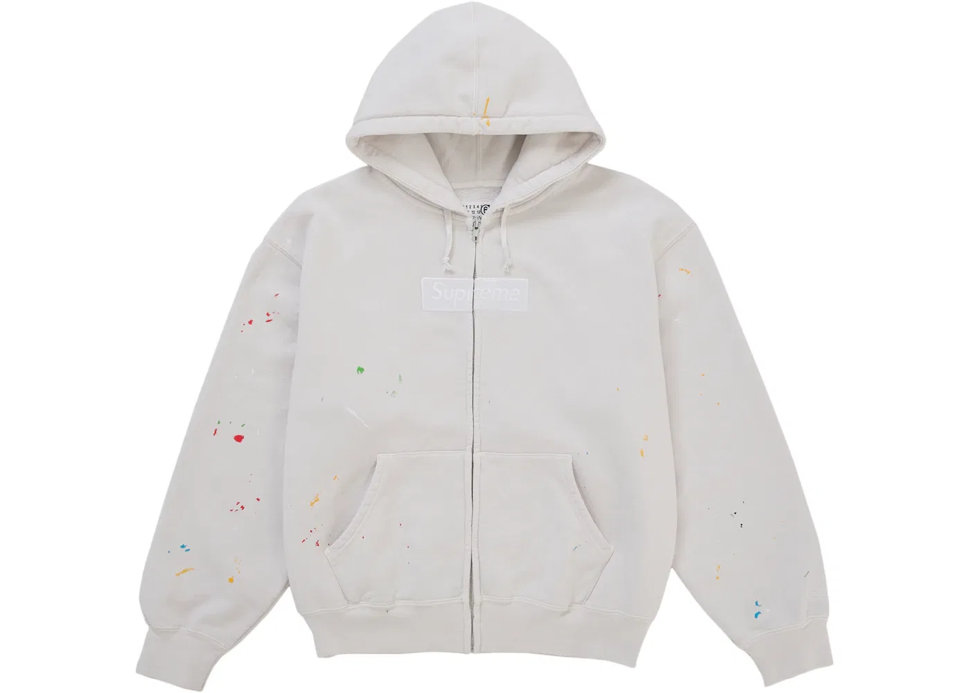 Мужская худи на молнии с принтом Supreme MM6 Maison Margiela Box Logo, White