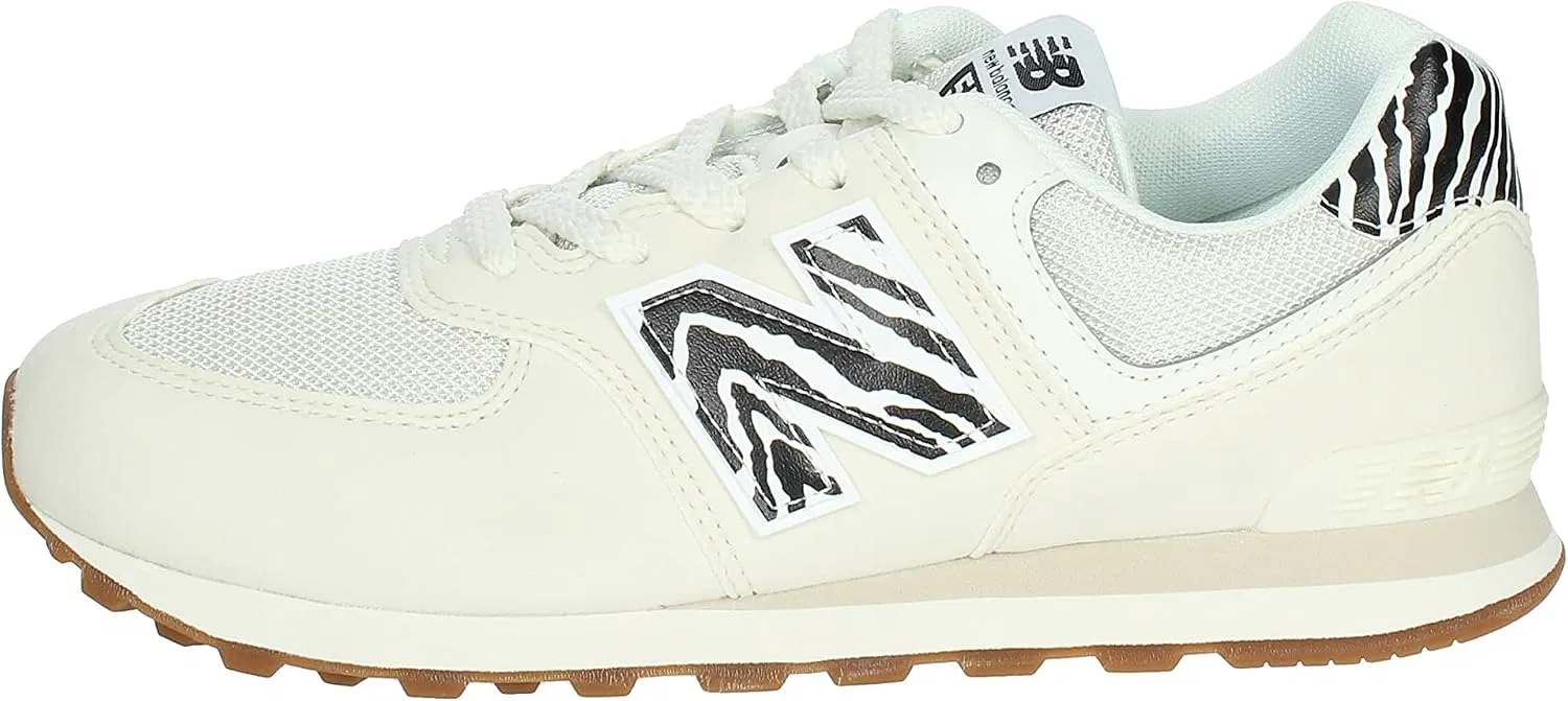 Детские кроссовки для девочек с классической шнуровкой 574 V1 New Balance, Sea Salt/Black/Stone Pink