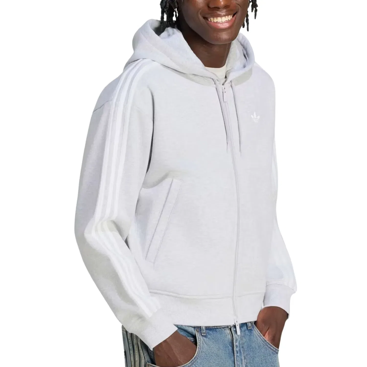 Мужское худи Oversized Zip-Up Hoodie Asia Sizing 'Light Grey Heather' adidas, Light Grey Heather — фото 2