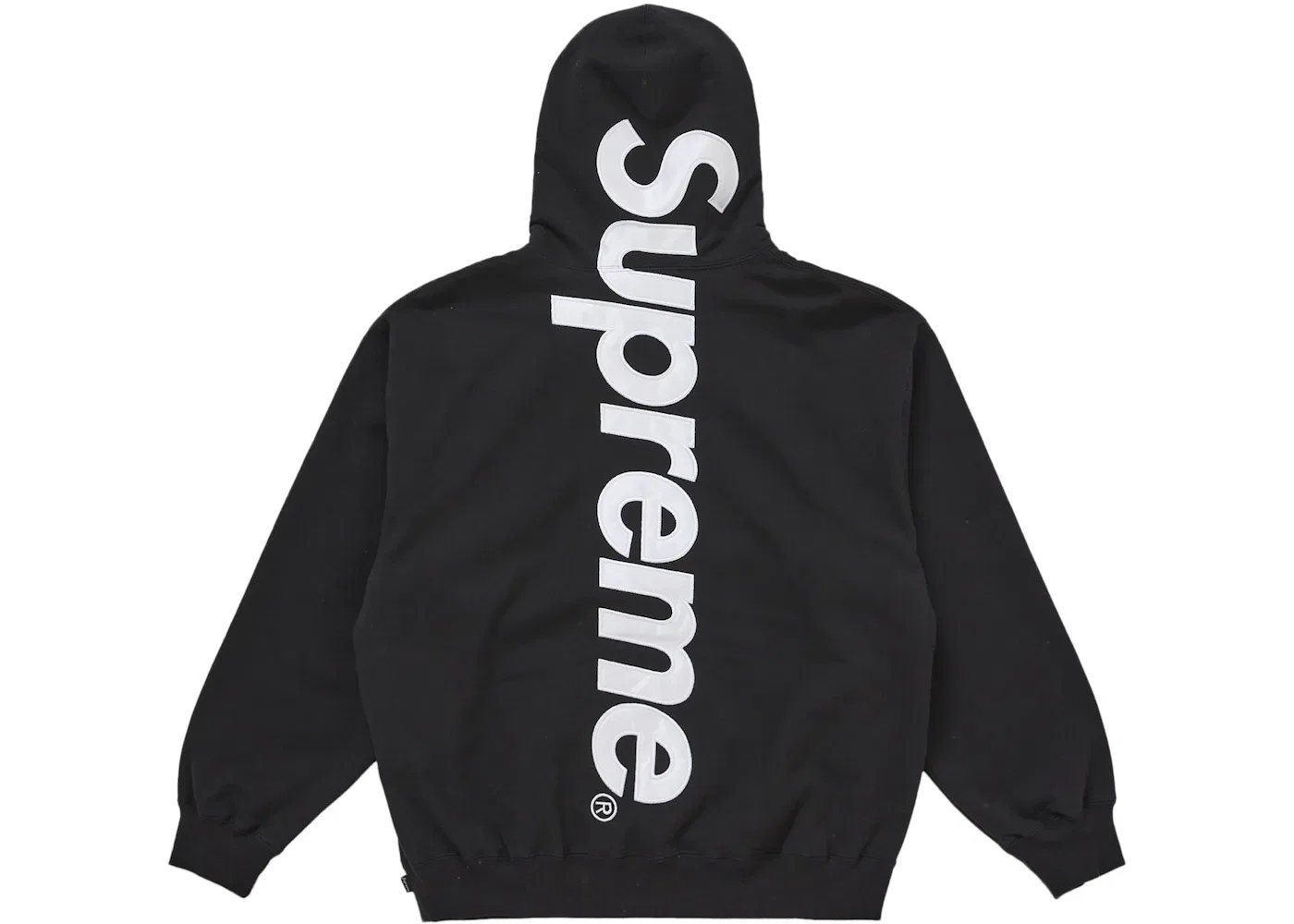 Мужской худи с сатиновой аппликацией Supreme Sweatshirt (FW25), Black — фото 2