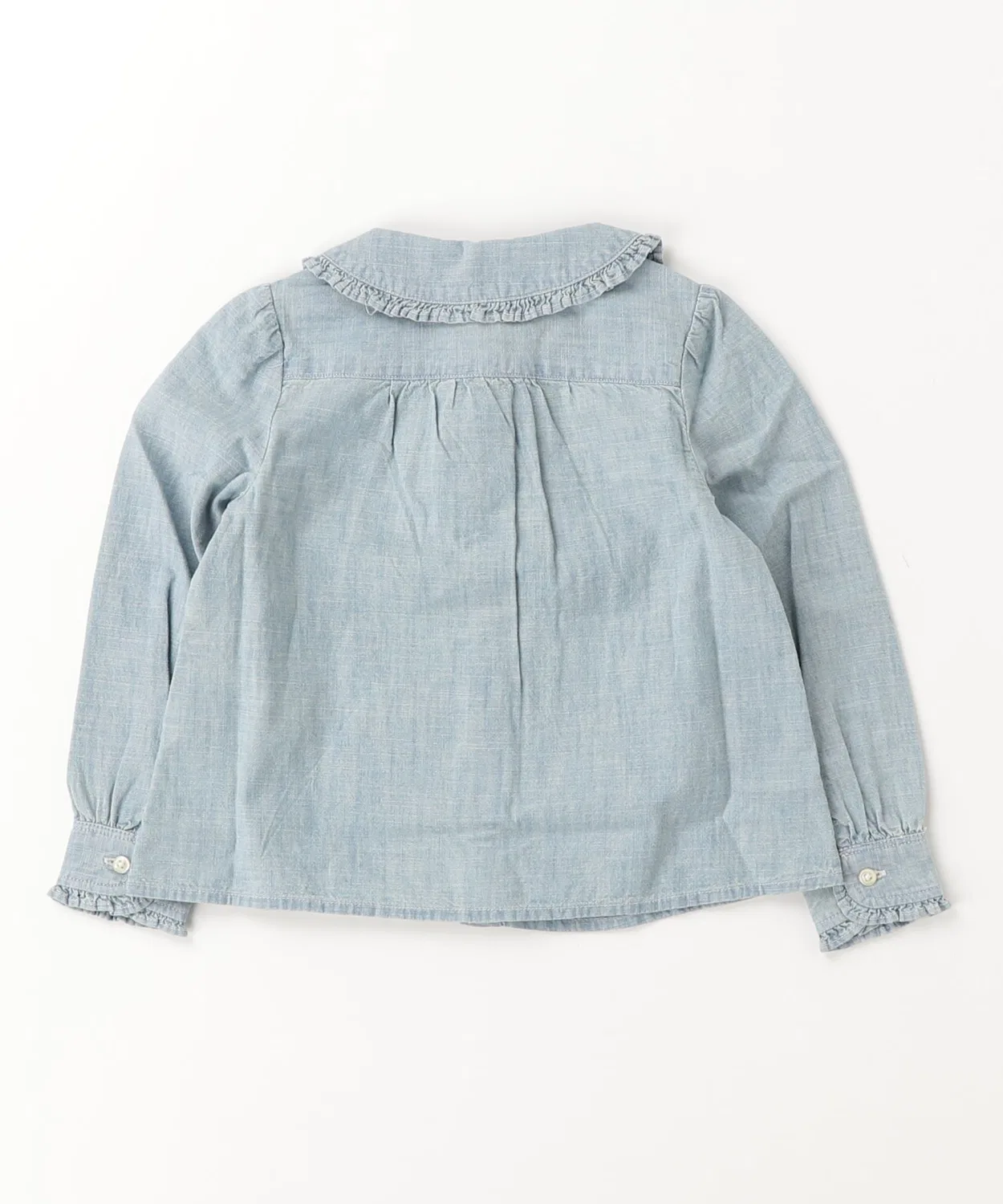 Детская хлопковая блузка с воланами и вышивкой POLO RALPH LAUREN CHILDRENSWEAR, Blue — фото 4
