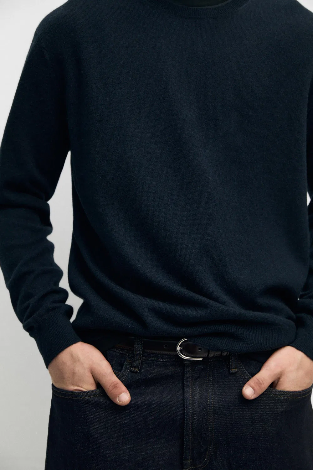 Свитер Massimo Dutti, кашемировый, темно-синий — фото 4