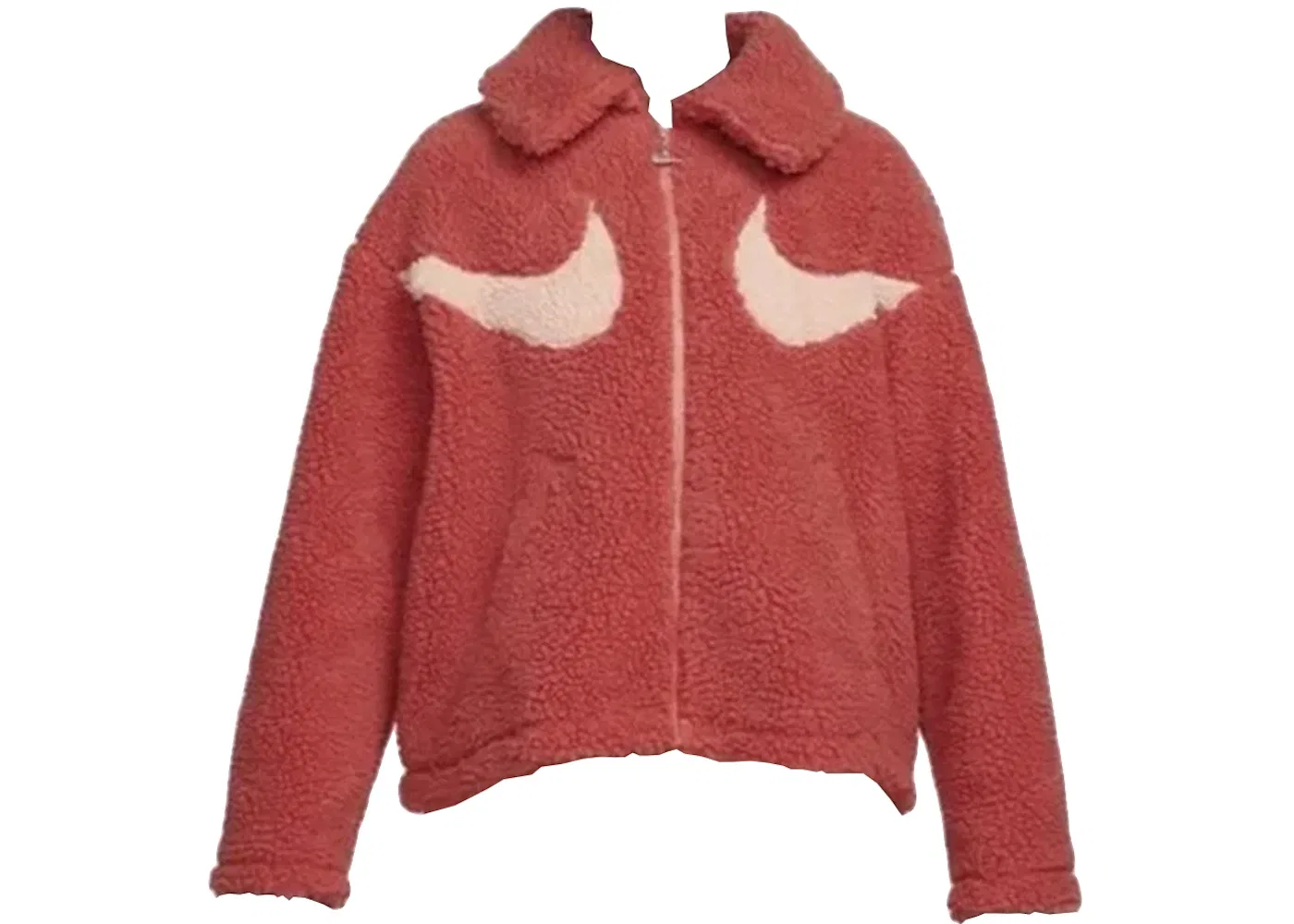 Женская куртка флисовая с принтом Nike Swoosh Sherpa Full-Zip, Lobster Crimson