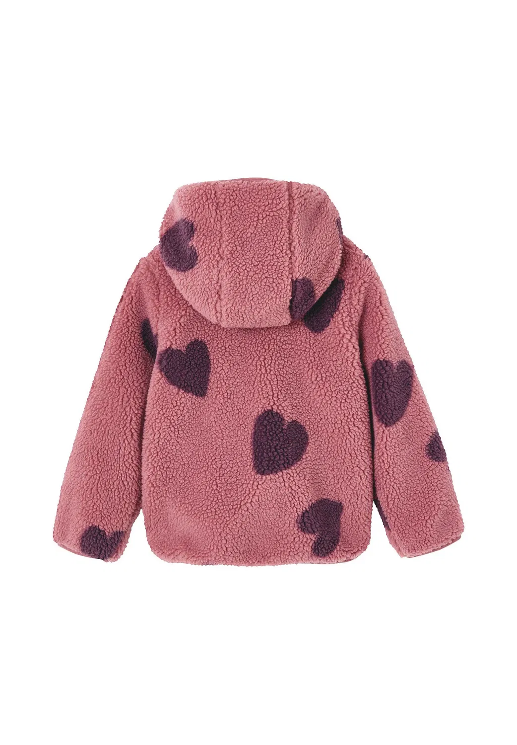 Mädchen teddyfleece-jacke mit blumenmuster und kapuze - флисовая куртка Vertbaudet, Malve — фото 2