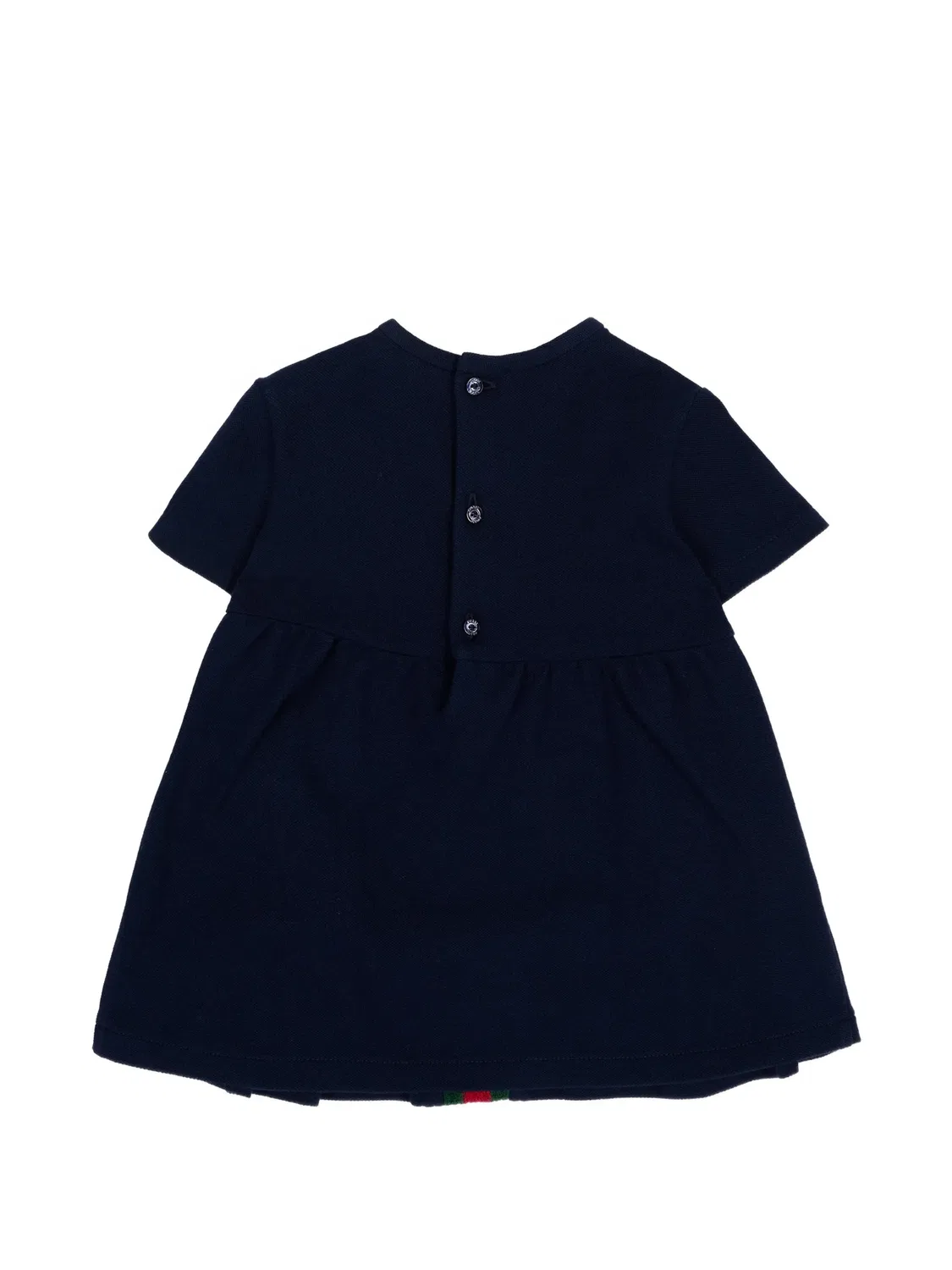Плиссированное платье с отделкой Web Gucci Kids, синий — фото 2