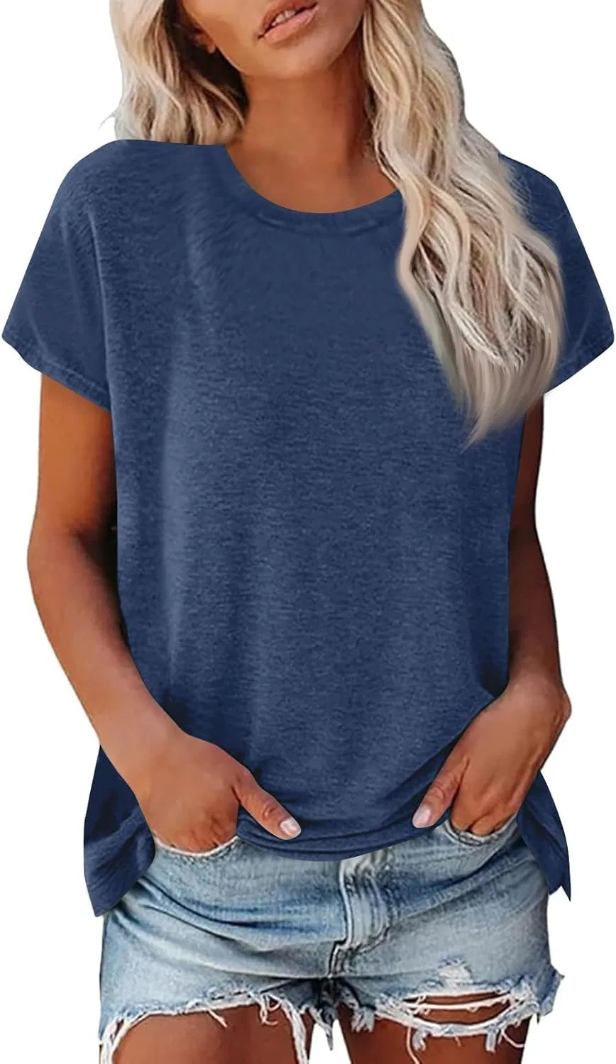 Женская футболка свободного кроя с круглым вырезом, Dark Blue